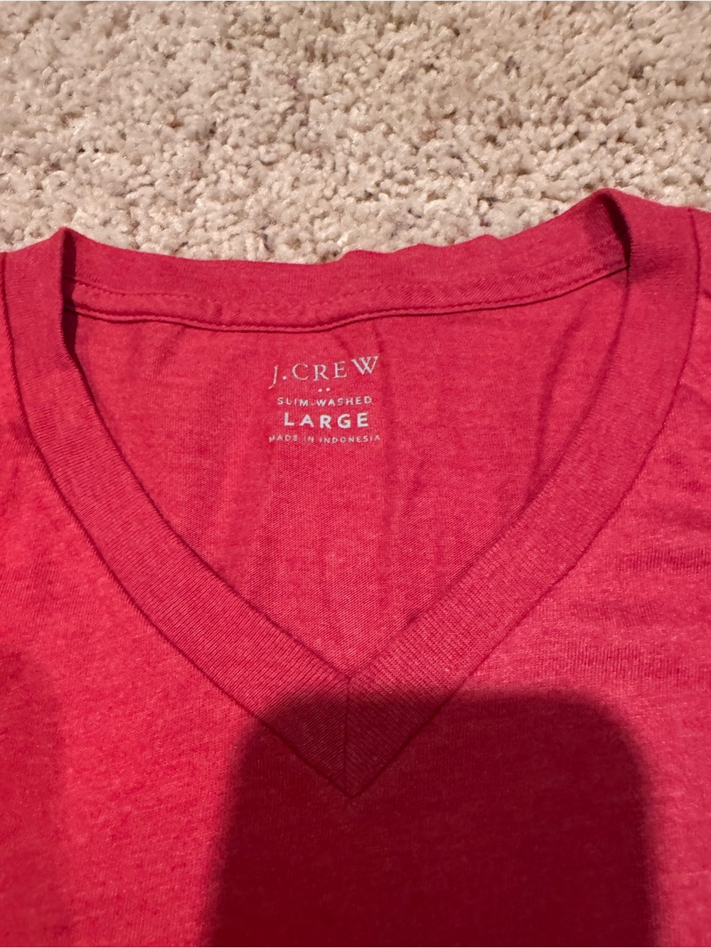 J. Crew Sunwashed Red V-Neck Short Sleeve Tee